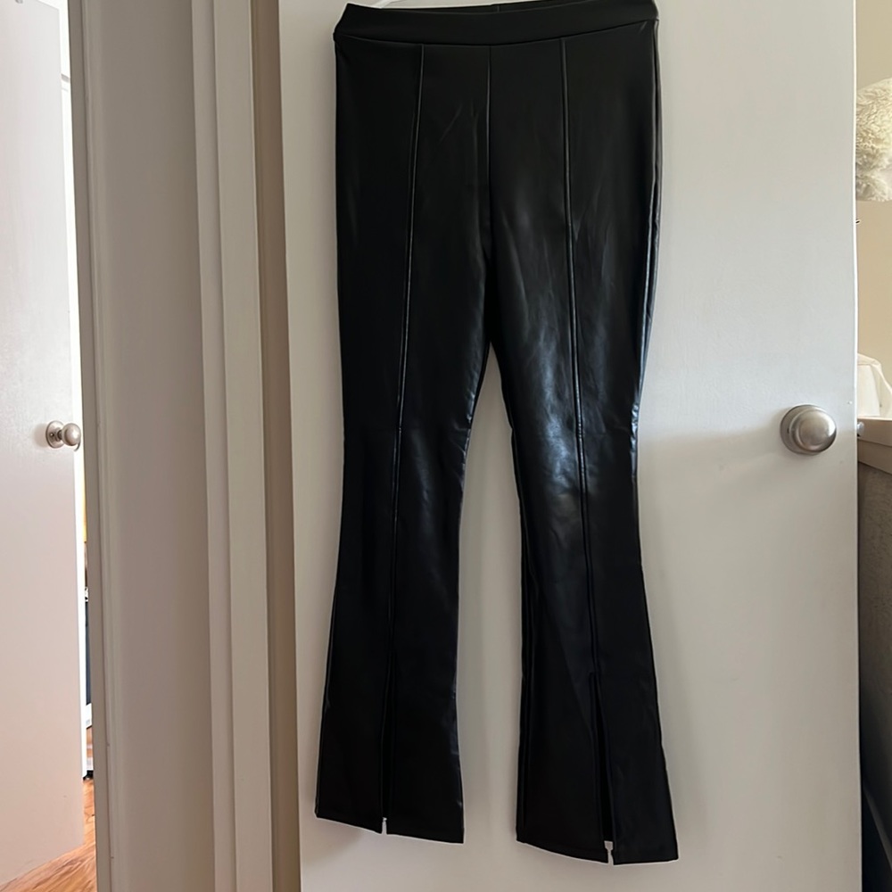 eco leather flare pants
